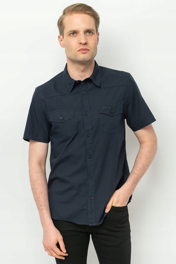 Pánská Košile Guess M3GH22 WBB80 Tmavě Modrá XXL