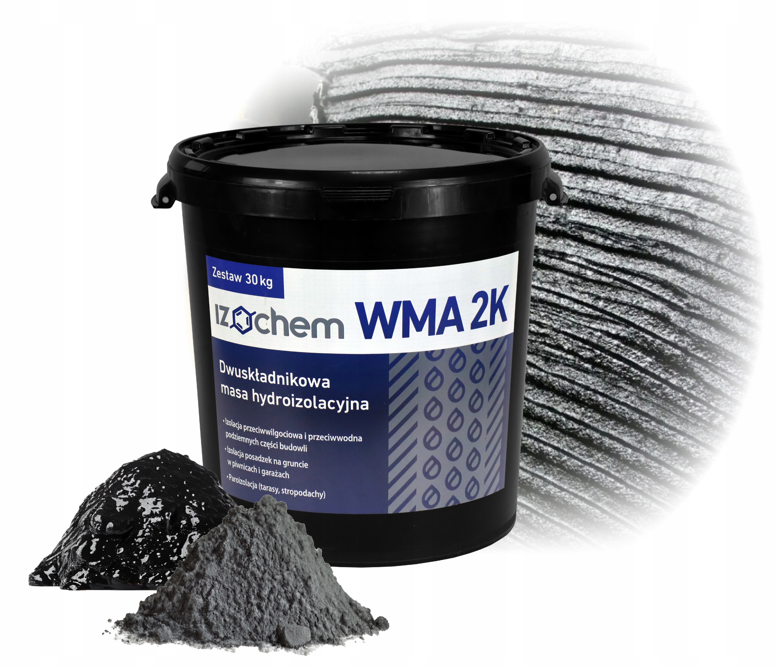 Dwuskładnikowa Masa Bitumiczna Hydroizolacja Fundamentu Izochem Wma 2K 30KG