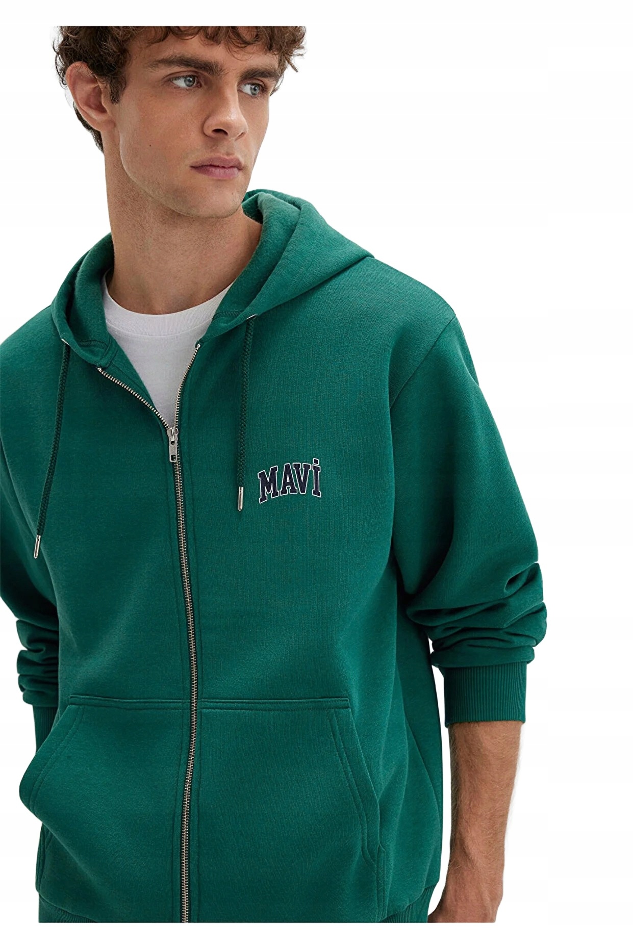 Mavi Pánská Mikina S Kapucí Se Zipem, Zelená, S Logem L 5DA