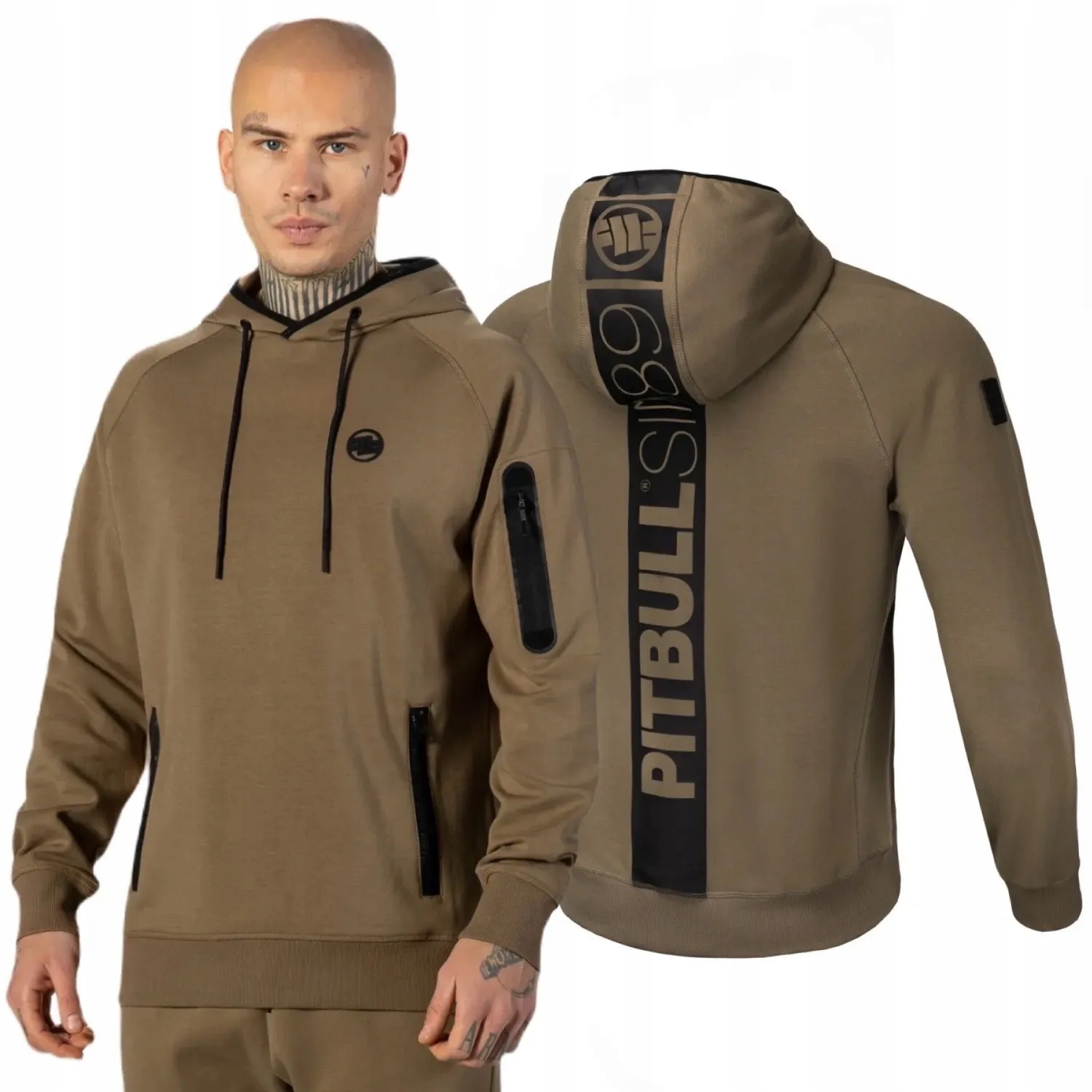 Mikina s kapucí Pitbull 300 Interlock Stafford Coyote Brown M [M]