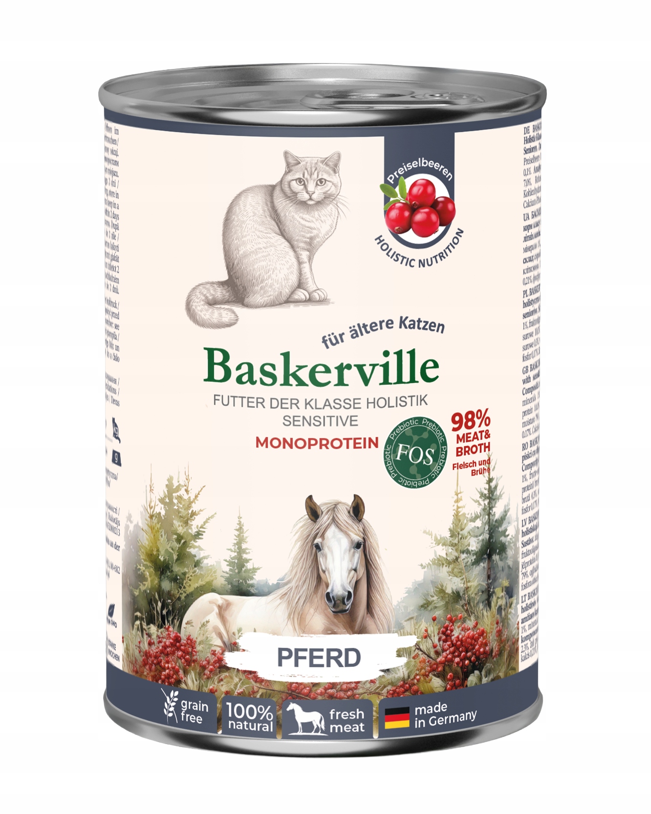 Levně Baskerville SuperPremium vlhké krmivo pro kočky Senior Konina 12x400g