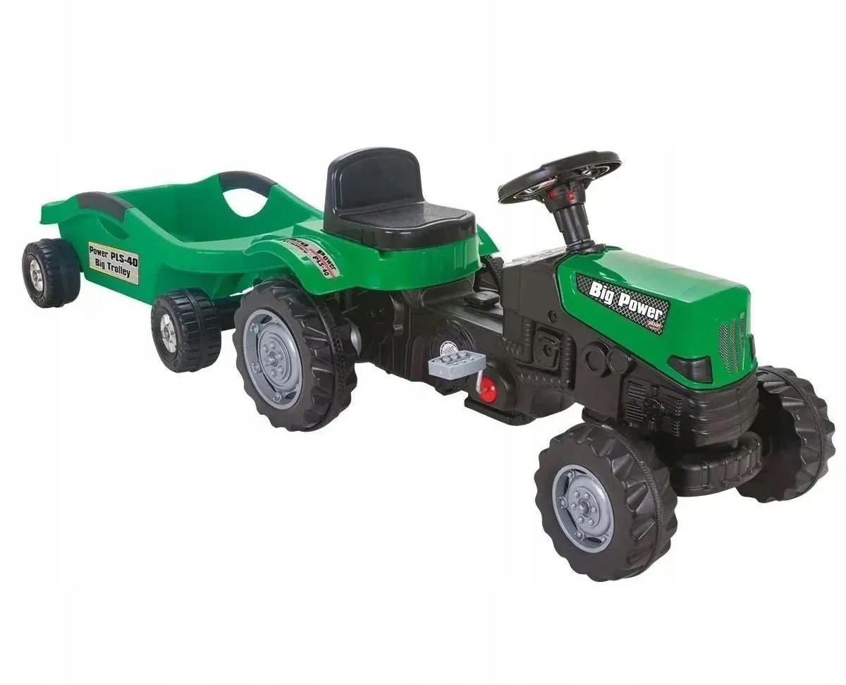 Duży Traktor Pilsan XXL Zielony na Pedały z przyczepą Jeździk 07320