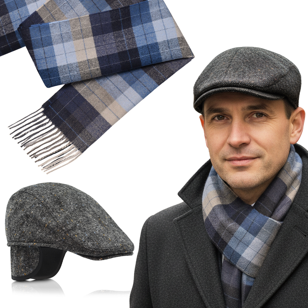 Pánský kašpárek 60% Vlna a Luxusní šátek sada Premium Pako Jeans