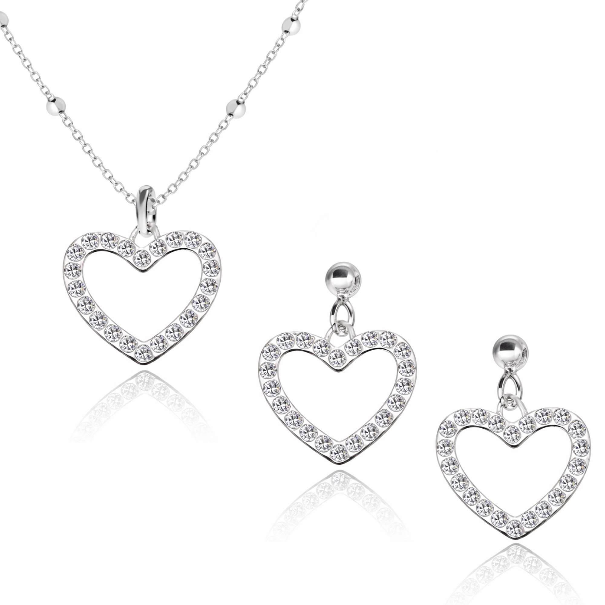 Srdíčko srdce se zirkony Stříbrný kuličkový set šperků stříbro 925