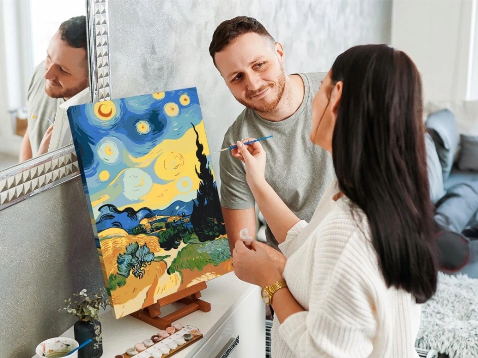 Malování Podle Čísel Abstrakce Les Pole Stromy Léto Vesnice 40x60 cm