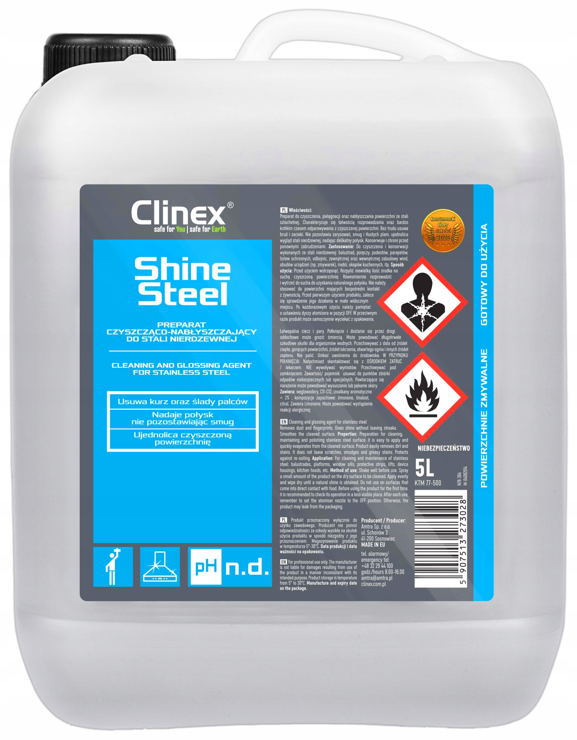 

Clinex Shine Steel Płyn Do Stali Nierdzewnej 5L