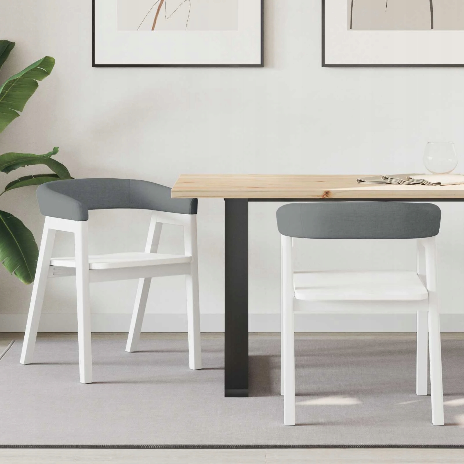 vidaXL Jídelní židle 2 pcs Bílá 54 x 57 x 73 cm Masivní gumové dřevo