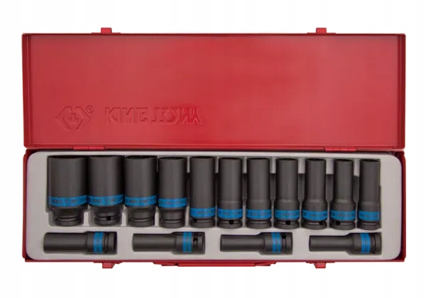 ZESTAW NASADEK UDAROWYCH 1/2" 15cz. DŁUGIE 12-kąt. 8 - 24mm, KASETA King To