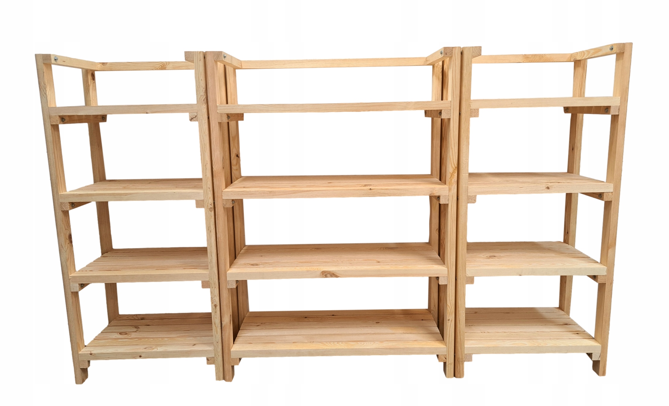 Dřevěná, robustní sada regálů 198/35/120 Natural