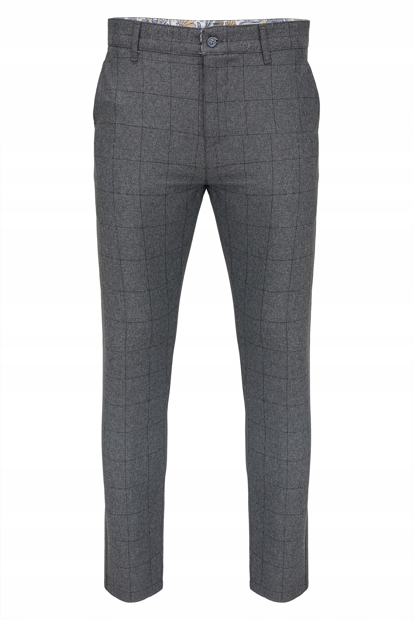 Pánské Kalhoty Grafitové S Černou Kostkovanou Barvou, Elegantní Společenské Chinosy 36