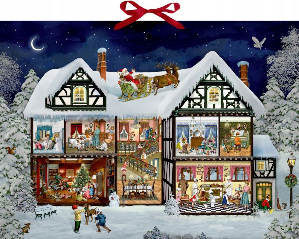 Адвент-календарь Home of Christmas Рождественская ярмарка, настенный бумажный с блёстками, 52×38 см — фото 2