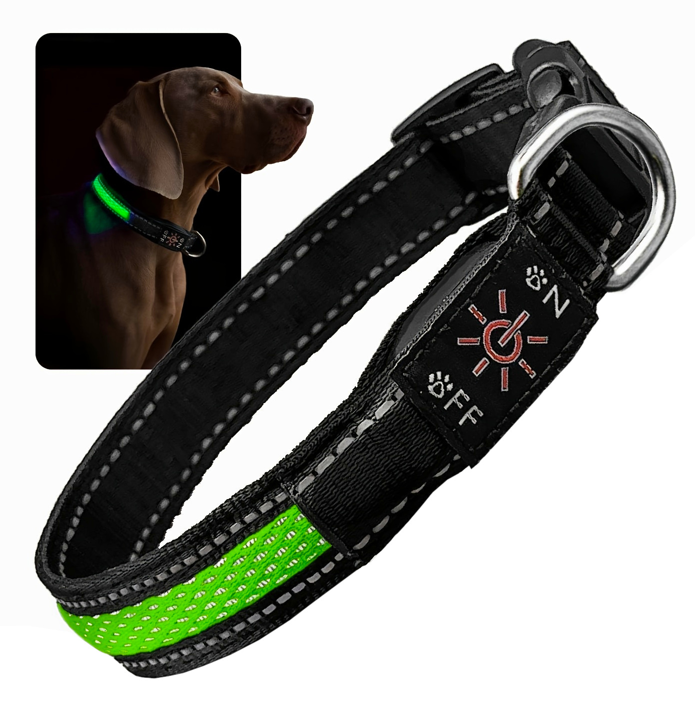 Levně Procházkový obojek pro psa Led svítící 3 režimy Usb-c Vodotěsný 60 cm Regulo