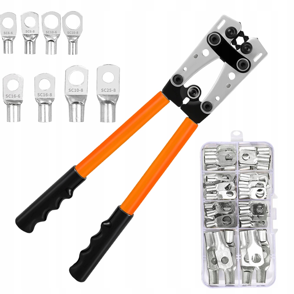 Velká Sada Nástrojů Pro Krimpování Kabelů O Průměru 6-50 MM2 S Měděnými Šupinami
