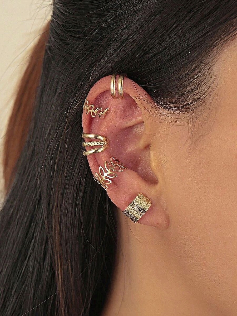 KOLCZYKI NAUSZNICE STAL ZŁOTE ZESTAW 5 SZTUK 8x12