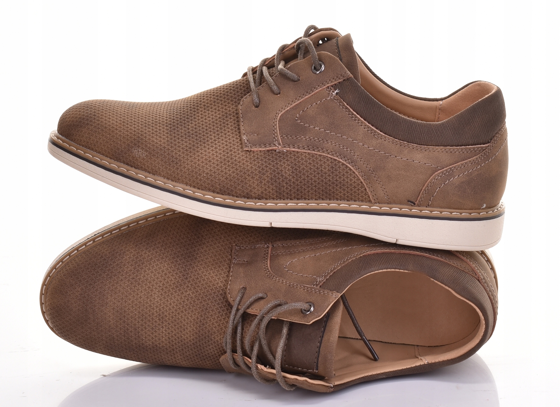 Brązowe Półbuty Męskie Buty Wizytowe Klasyczne