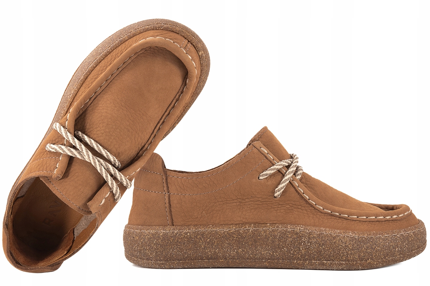 Ravini 241094 Skórzane Półbuty Damskie Nubuk jasny brąz 37 Brązowy