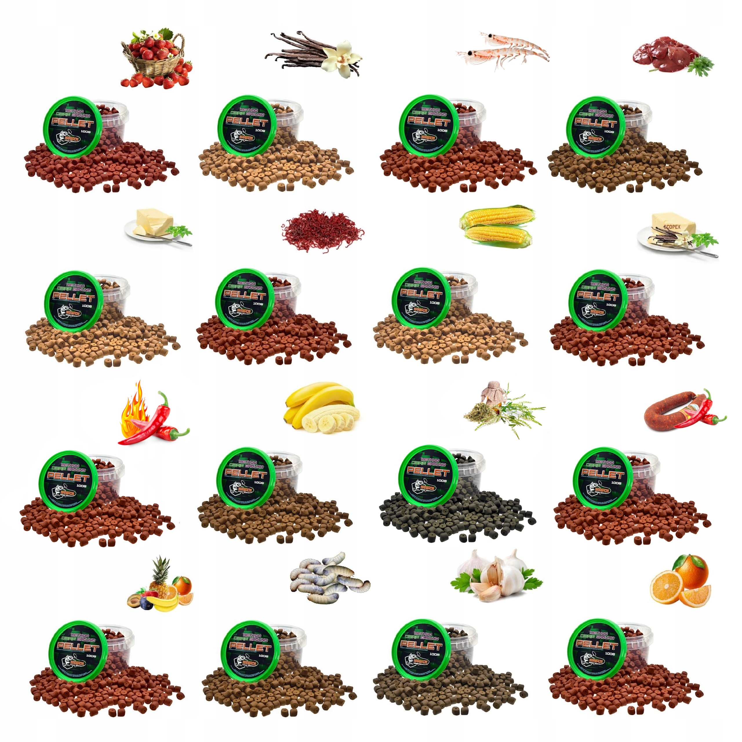 16 X Pellet Haczykowy Margrom 8mm 100g MIX Smaków