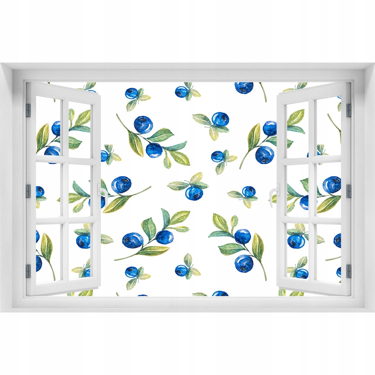 

3D Okno Naklejka na ścianę Borówki 120x80