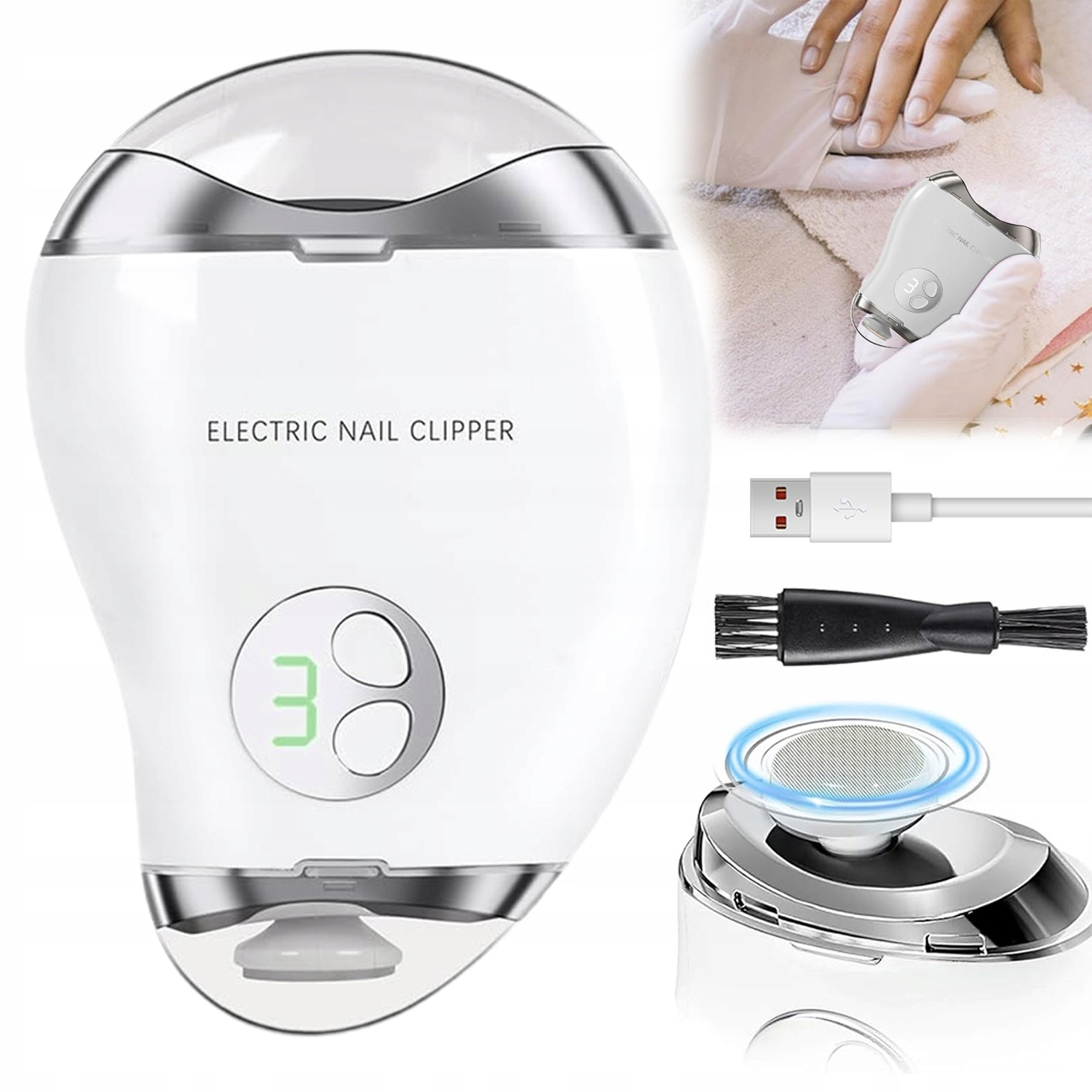 Kleštičky na nehty s funkcí leštění a vestavěnou krabičkou na útržky