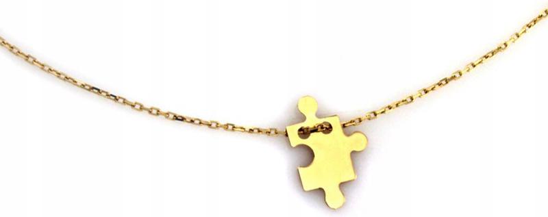 Zlatý náhrdelník 585 celebrity s puzzlem moderní módní vzor dárek 14k