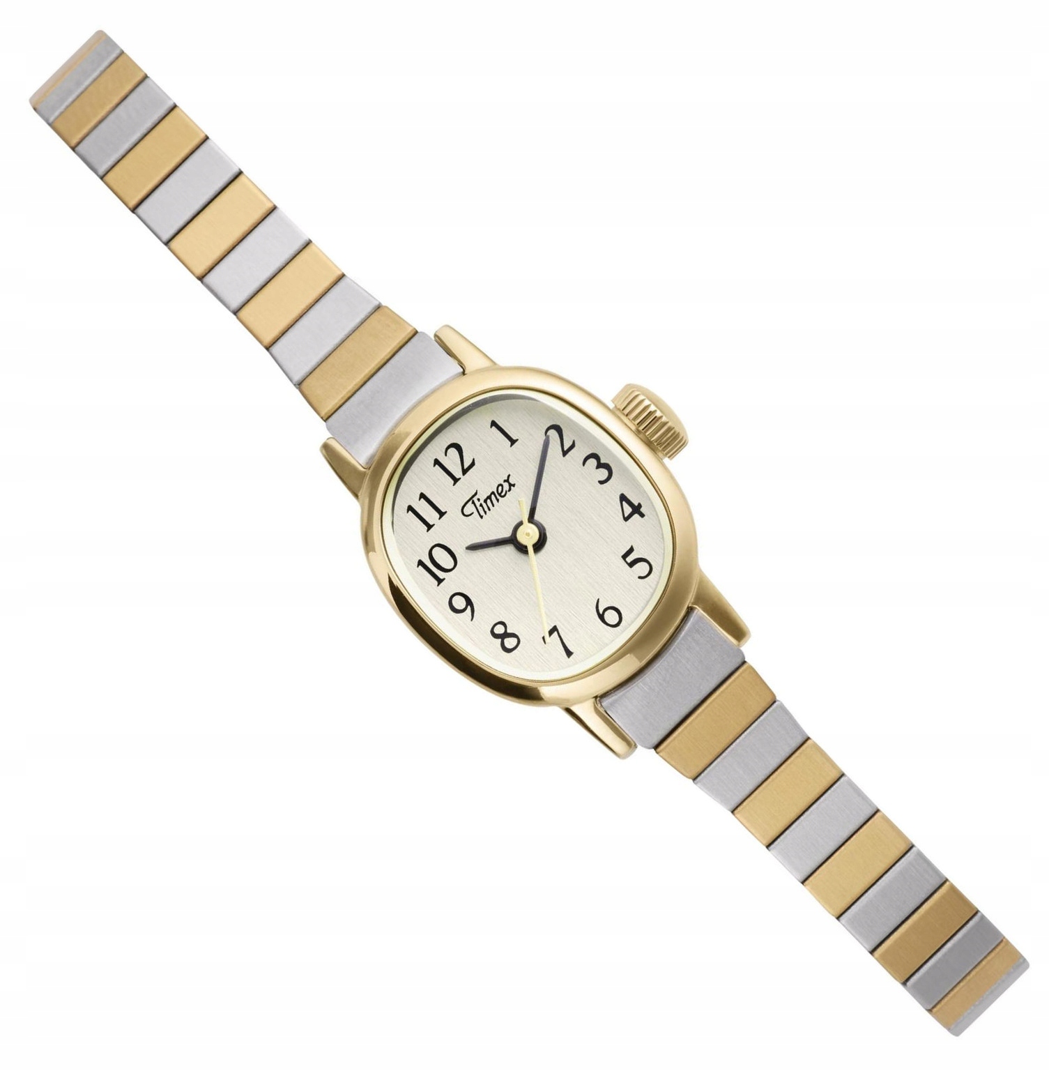 Malý Dámský Bižuterní Zlatý Oválný Náramek Timex Cavatina Vintage TW2Y669