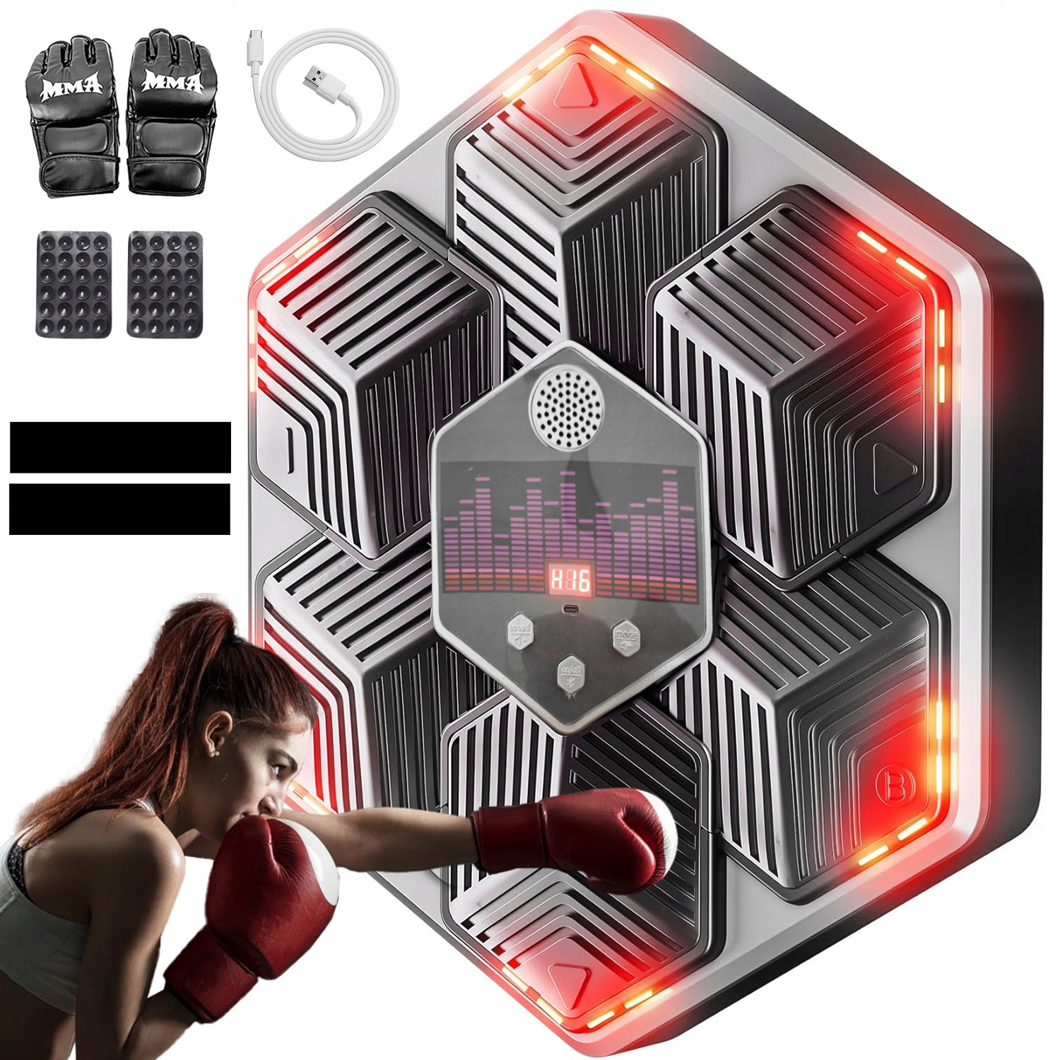 Hudba Boxerský Stroj Montovaný Na Stěnu Bluetooth 14 Režimů 16 Rychlostí