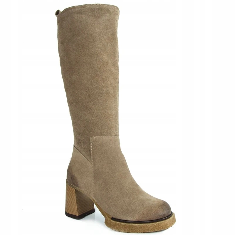 LEMAR 70133 KOZAKI KLASYCZNE SKÓRA ZAMSZ BEŻOWE 38