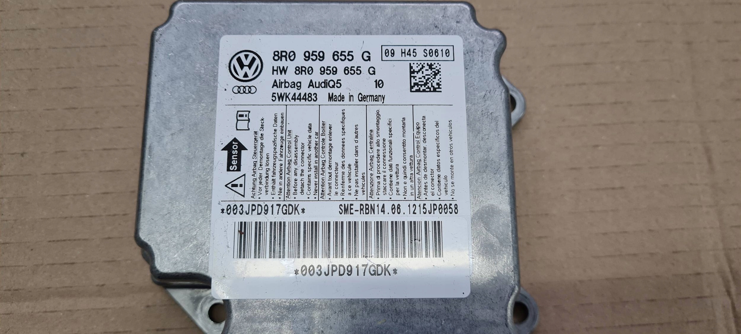 Q5 8R MODULO CENTRALINA SENSOR AIRBAG 8R0959655G