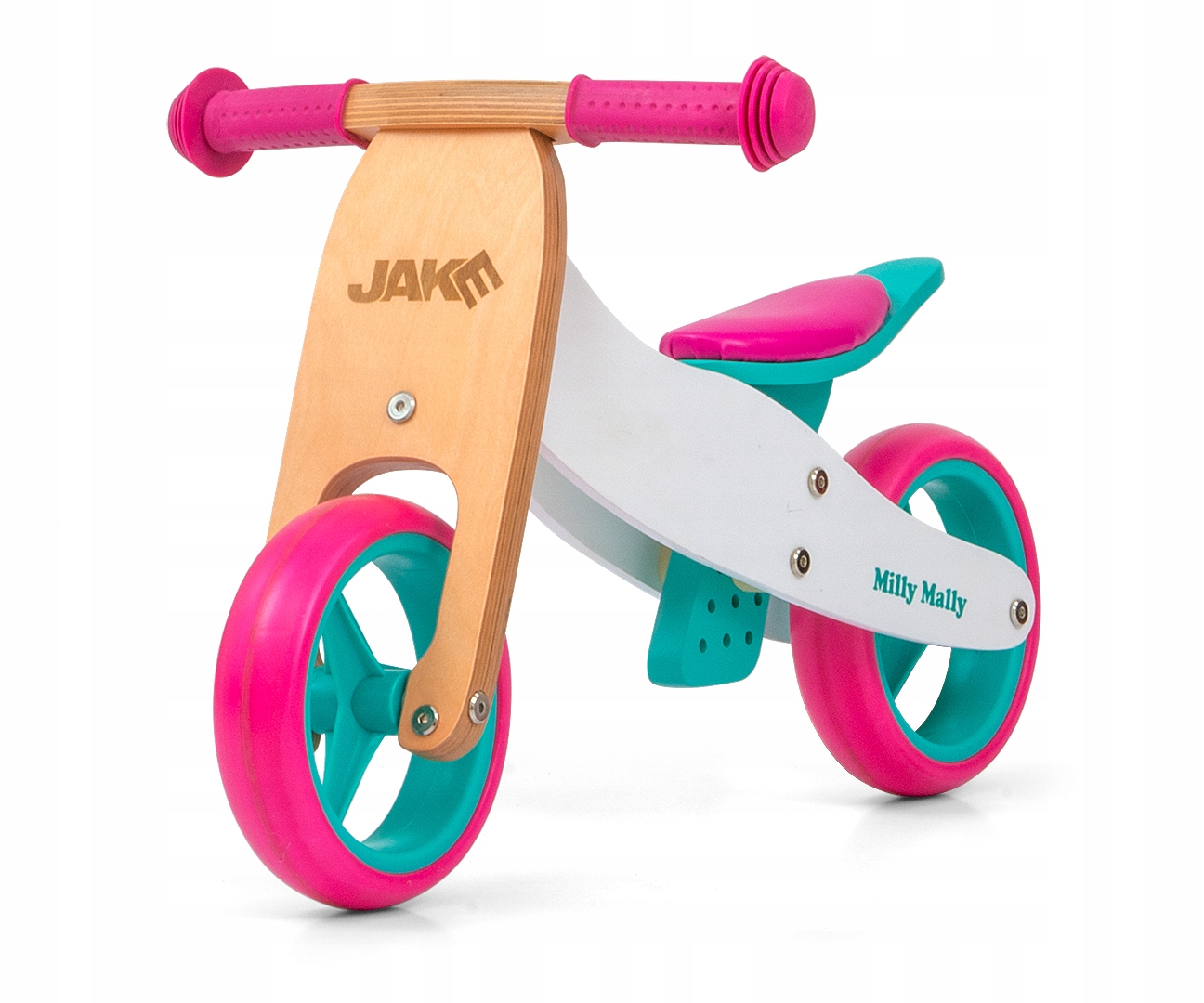 Rowerek Jake Classic Róż Mięta Drewno Pchacz Biegowy Regulacja Wysokość 2w1