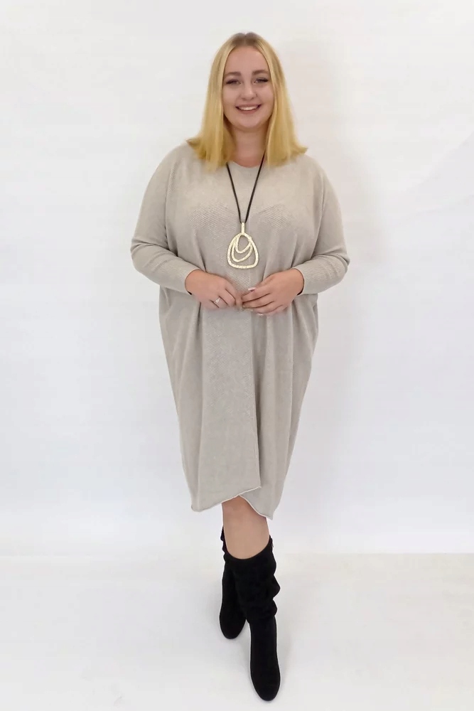 Béžová volná Šaty Oversize Midi Uni