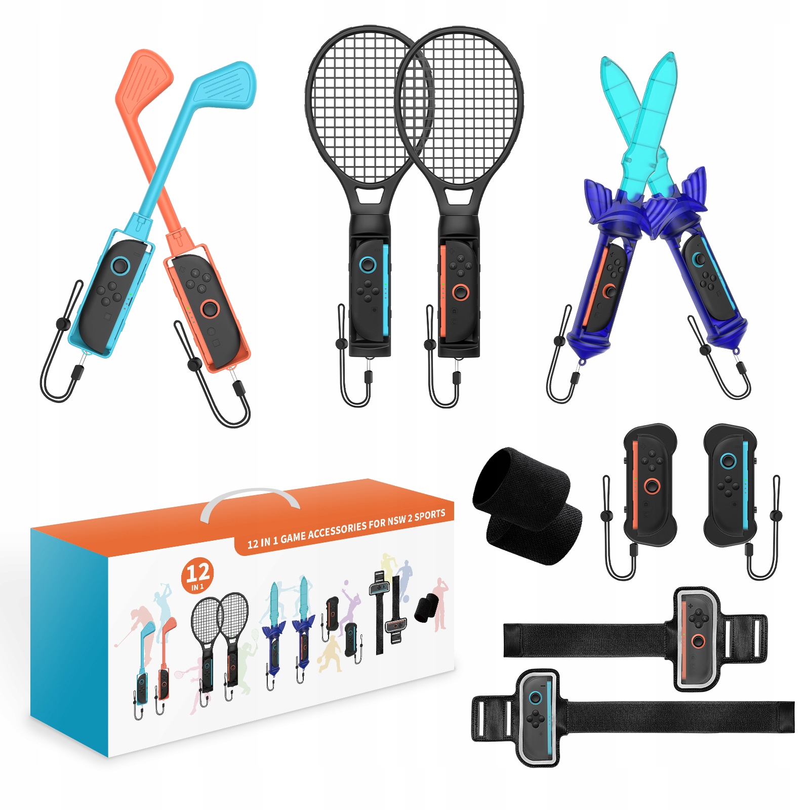 Zestaw 12w1 Akcesoria Uchwyty Sport do Nintendo Switch 2 Golf Tenis Zelda