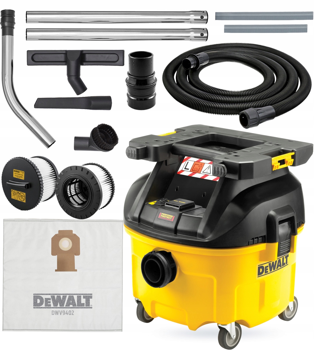 Vysavač 1400W 30L Dewalt DWV901LT příslušenství 7 Ks