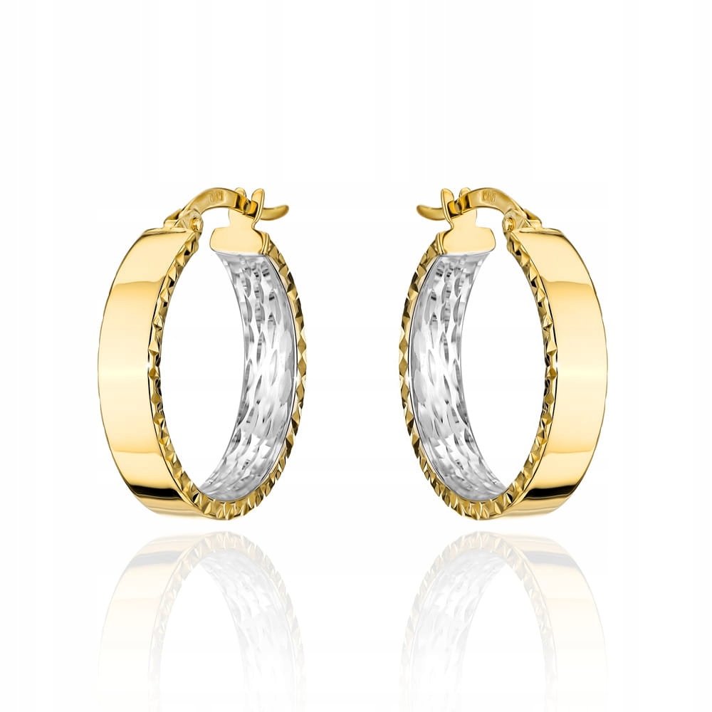 Náušnice zlaté 585 kolečka vnitřně diamantované ve dvou barvách zlata