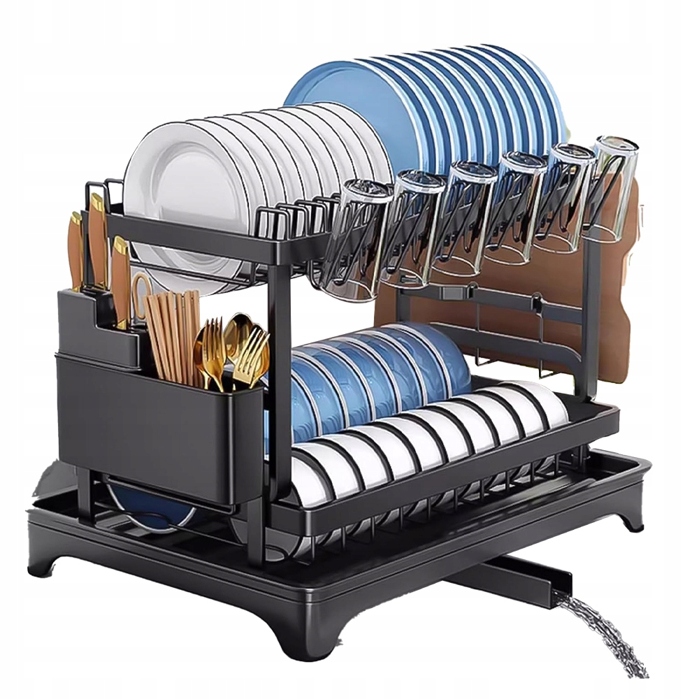 Levně Stojan Na Nádobí S Drenáží A Podnosem, Místo Pro Nože A Talíře