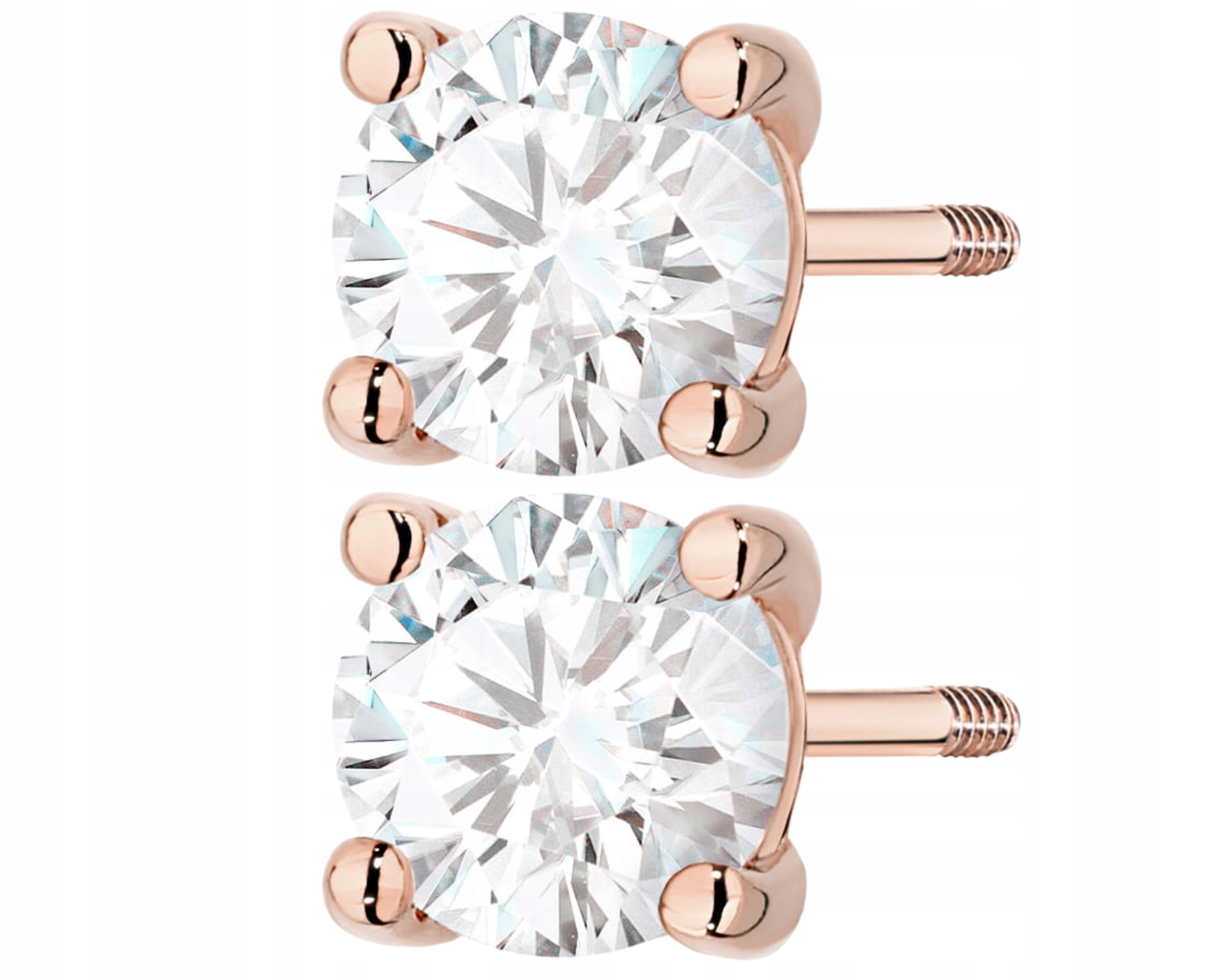 Růžové Zlato Náušnice Diamanty Lab Šroubovací Tyčinka Zlato 585