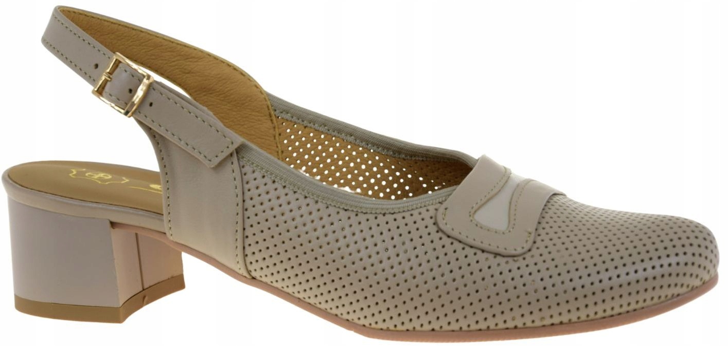 Béžové dámské lodičky slingback kůže na podpatku Góral 2000 VEL.41