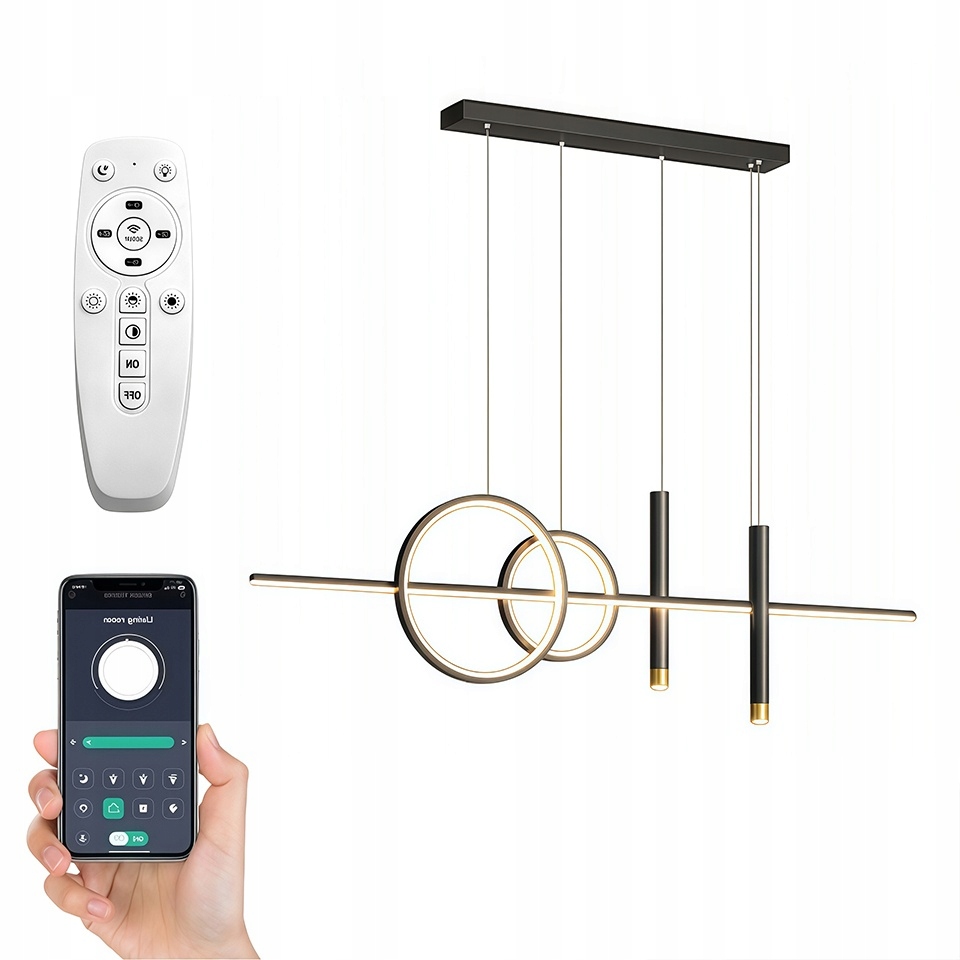 Závěsná Led Lampa Dlouhá Lineární Nad Stůl Moderní Ring Kruh 100CM+DÁLKOVÝ Ovladač