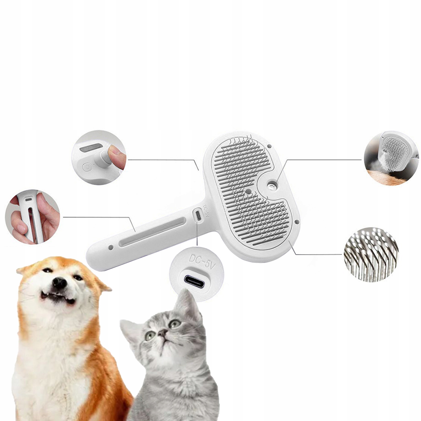 Levně Samočisticí Elektrický Parní Kartáč S Vysokou Účinností Pro Péči O Srst Psů