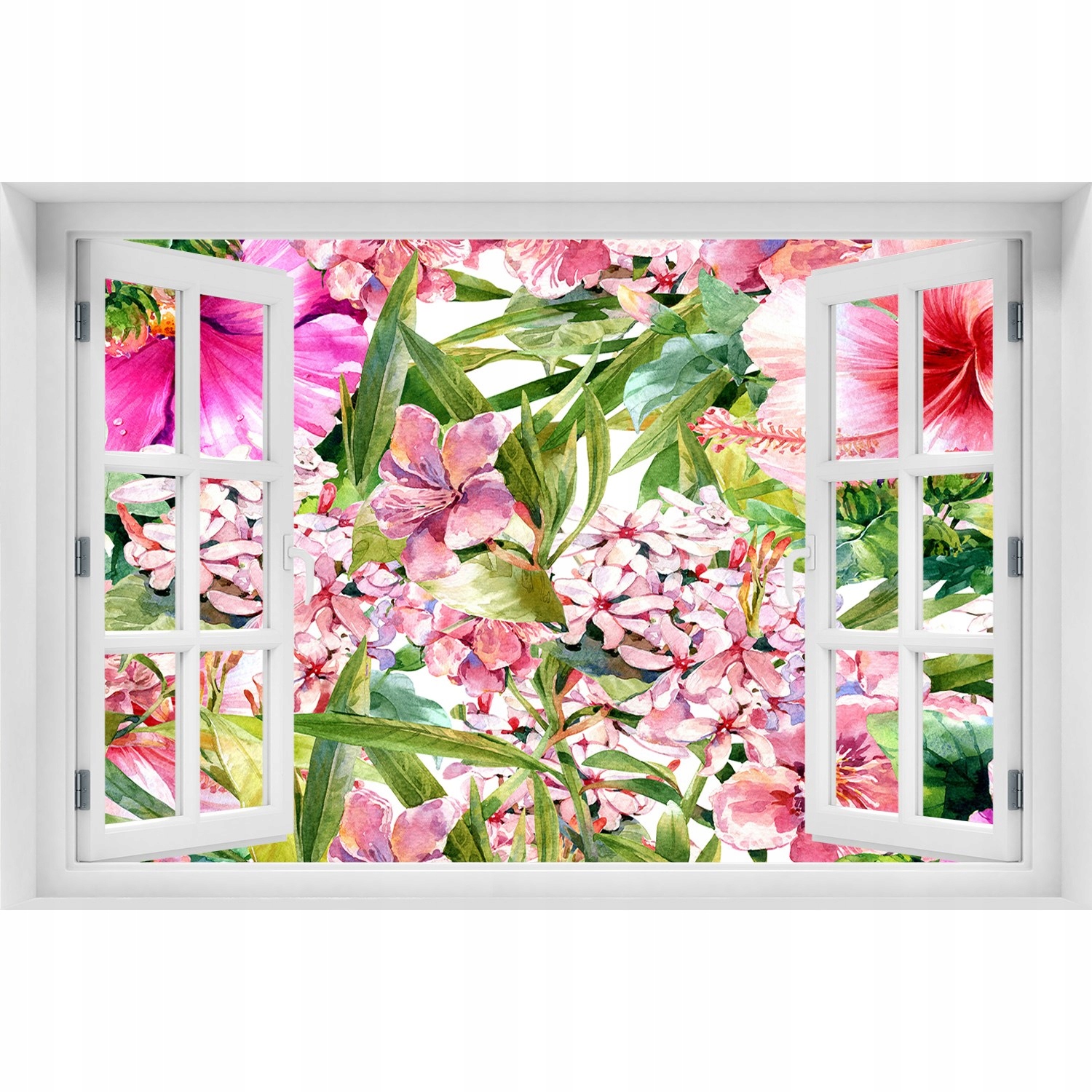 

3D Naklejka Samoprzylepna Okno Wzór kwiaty 120x80