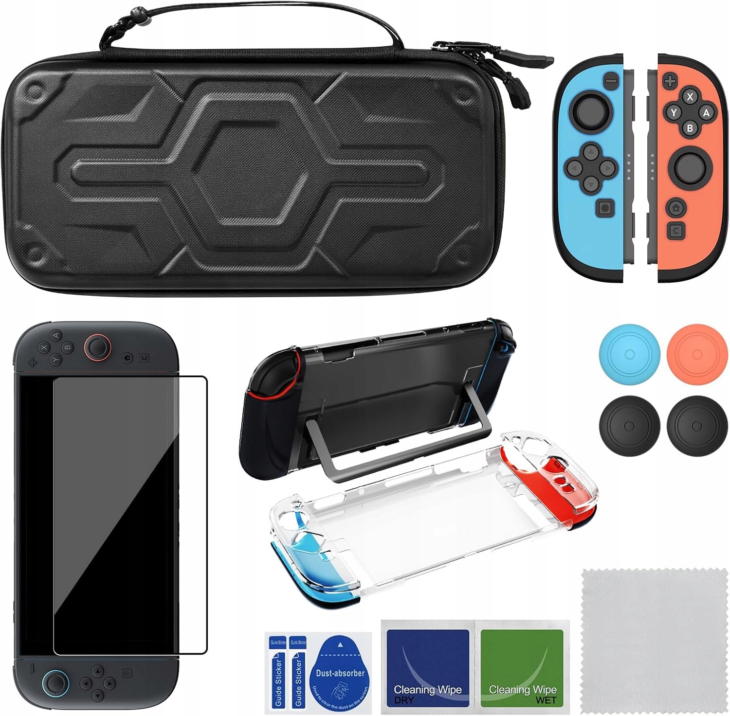 Zestaw Etui do Nintendo Switch 2 Aknes Szkło Case Gripy 5w1