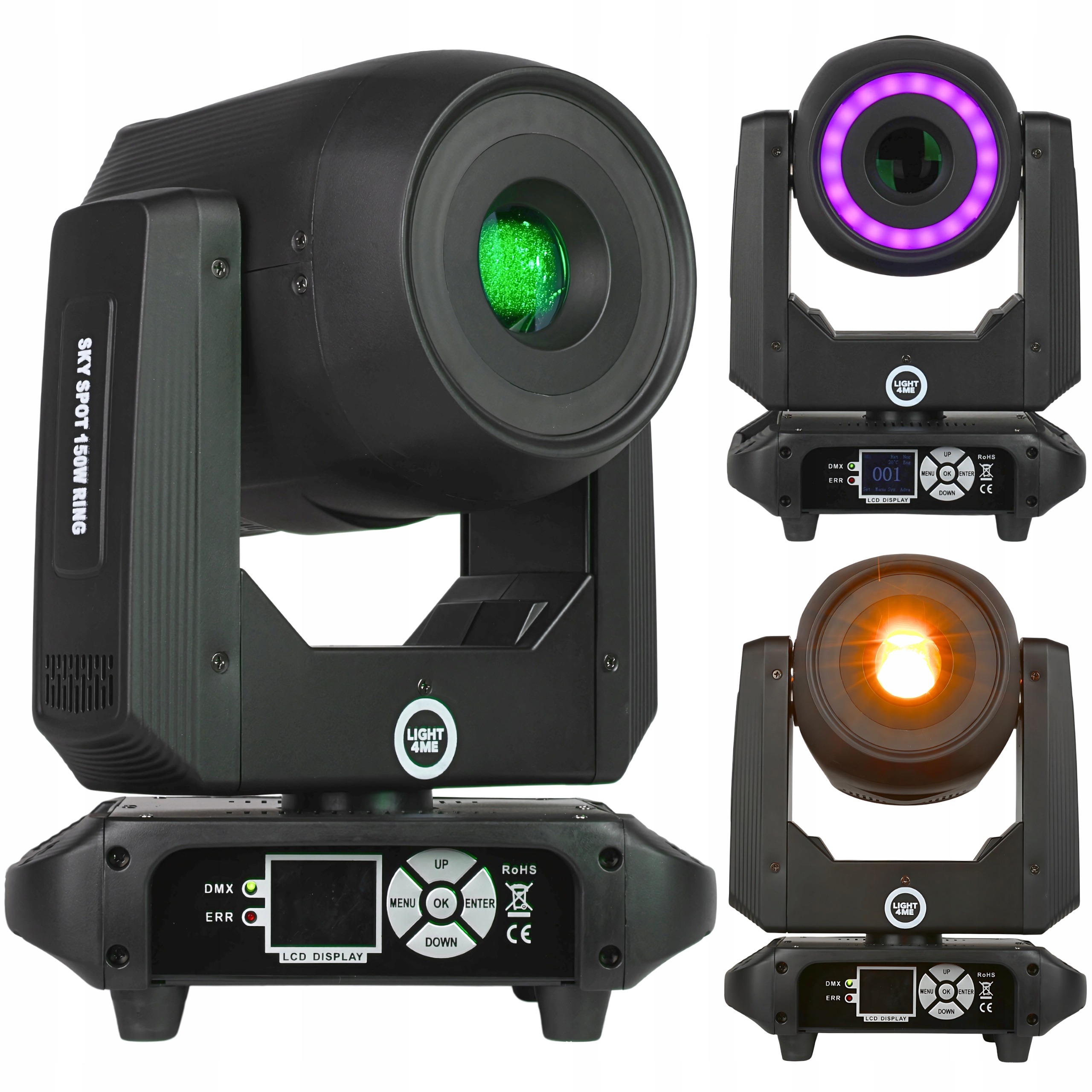 Pohyblivá Hlava Led Jevištní Osvětlení LIGHT4ME Sky Spot 150W Ring