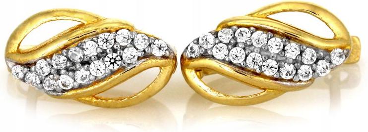 Náušnice zlaté s zirkony pro ženy 585 14K, elegantní vzor jako dárek