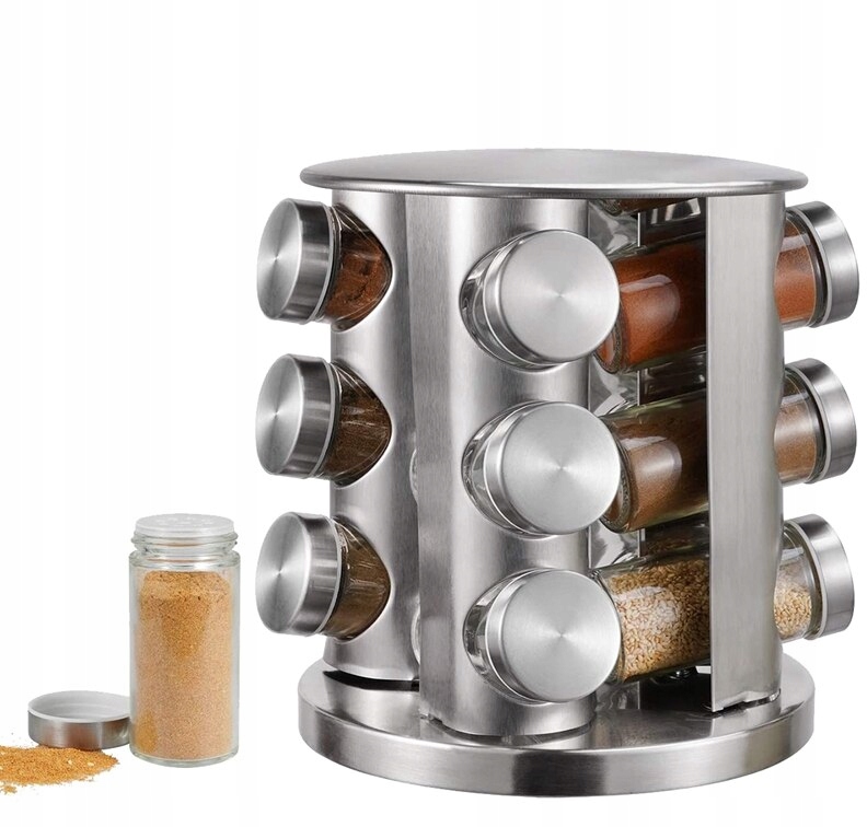 Zestaw stojaka obrotowego z pojemnikami na przyprawy 13 el.