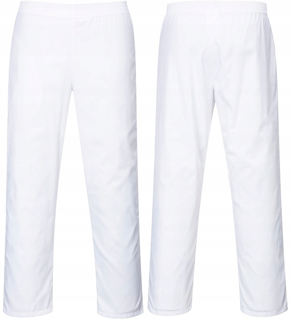 SPODNIE MĘSKIE BIAŁE KUCHARSKIE SPOŻYWCZE PIEKARSKIE ELASTYCZNE W PASIE Model SPODNIE DŁUGIE DLA PIEKARZA CUKIERNIKA PIEKARSKIE