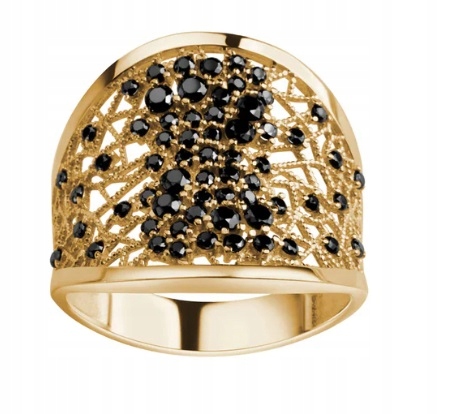 Złoty Pierścionek z Cyrkoniami Szeroki r13 PX19680 Verona Jewellery