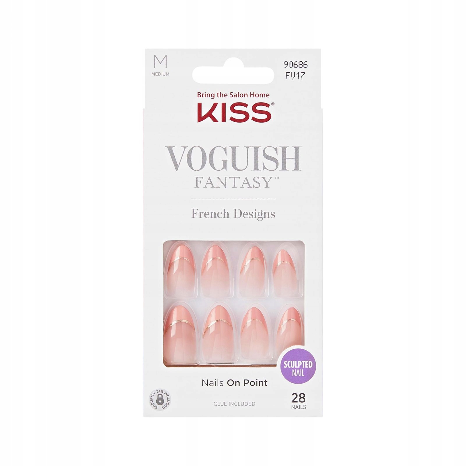 Kiss Szt.pazn.na Lepidlo Voguish Fantasy French, Pink French Tips, Medium, Alm