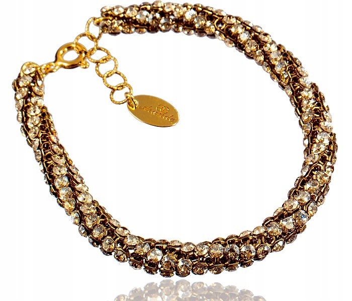 Náramek Křišťály Crystallized Golden Certifikát Krabička Novinka!