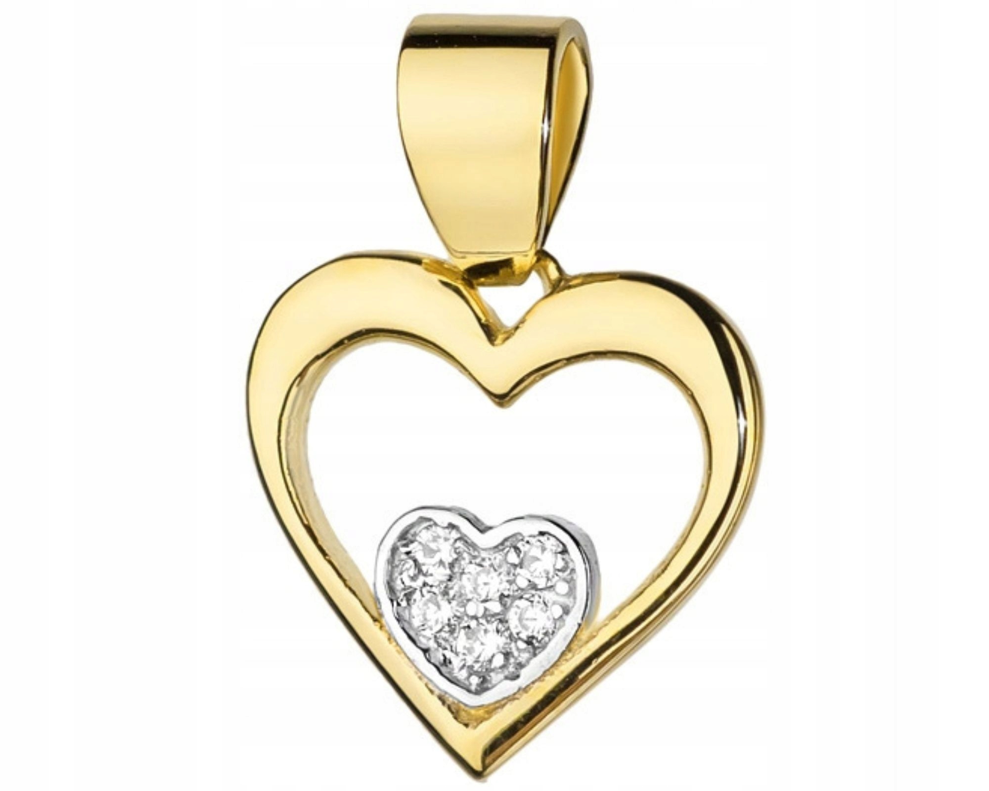 Zlatý přívěsek srdíčko s diamanty a brilianty
