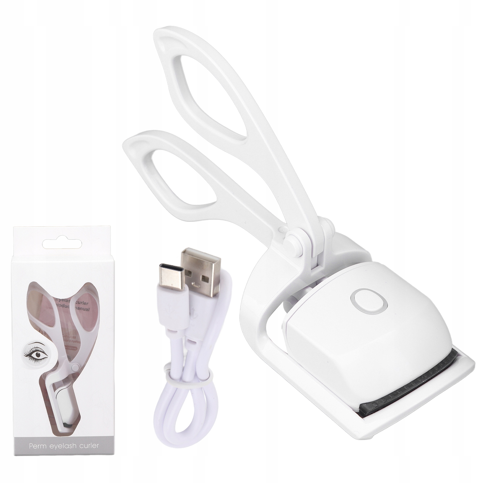 ELEKTRYCZNA PODGRZEWAN ZALOTKA USB LOKÓWKA DO RZĘS USB Kolor dominujący biały