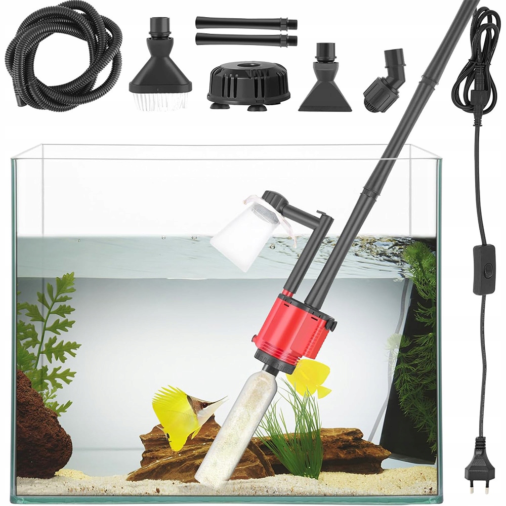 Elektrický Vysavač Do Akvária S 6 Funkcemi Čištění Štěrku 1800L/H 28W